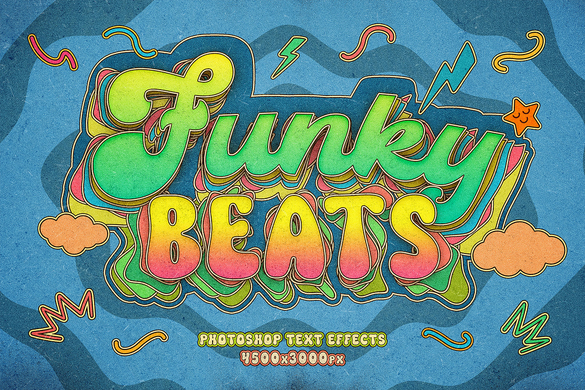 Retro Groovy Text Effects, a Layer Style Add-On by Andrew Skoch Design (Photo 5 of 9)