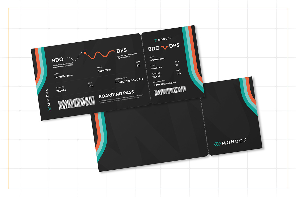 Boarding Pass - Mondok 3, a Print Template by Themes Awesome (Photo 3 of 3)