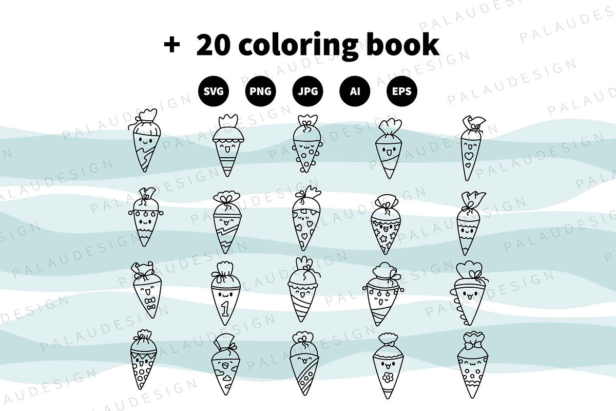 Cute Kawaii School Cones Characters, an Education Illustration by Palau (Photo 11 of 12)