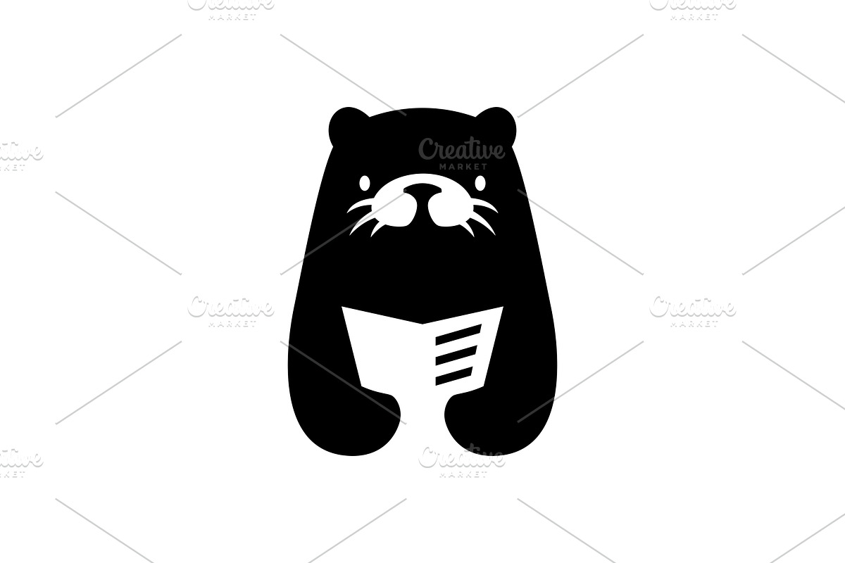 otter book read newspaper negative, a Branding & Logo Template by VASTARD STUDIO