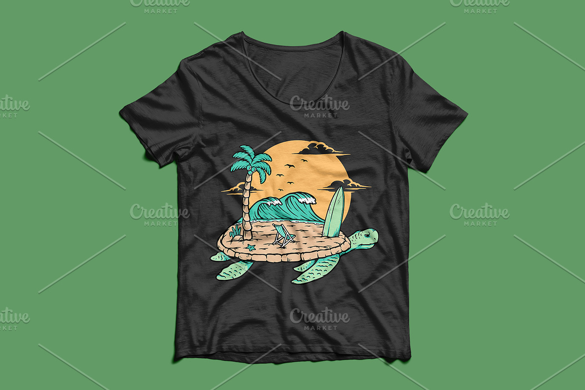 Beach and turtle illustration, an Animal Illustration by gunaonedesign (Photo 4 of 6)