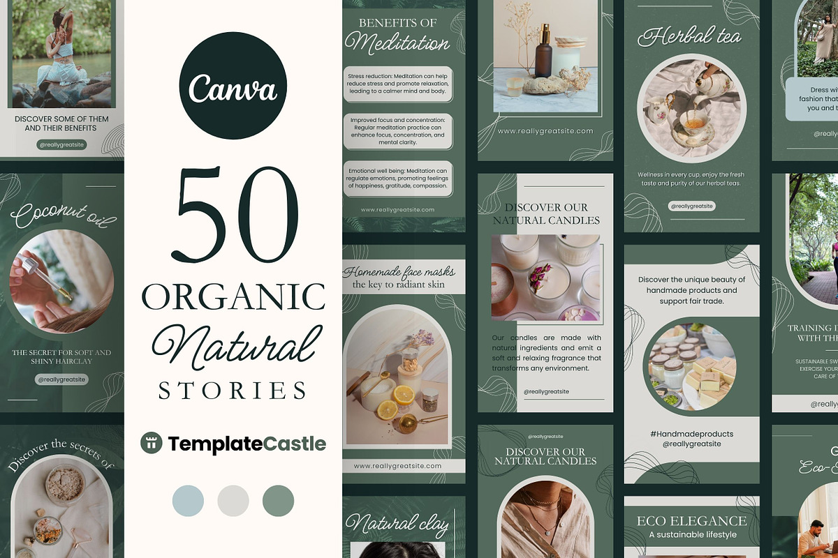 50 Organic Stories Canva Templates, a Templates & Theme by TemplateCastleStore (Photo 1 of 9)