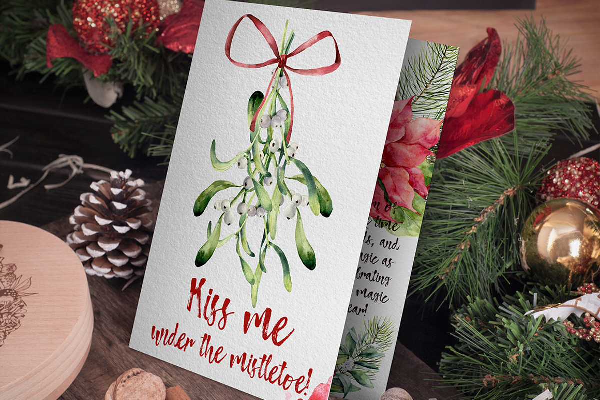 Elegant Christmas Watercolor clipart, a Seasonal Illustration by Yuliya Derbisheva (Photo 3 of 13)
