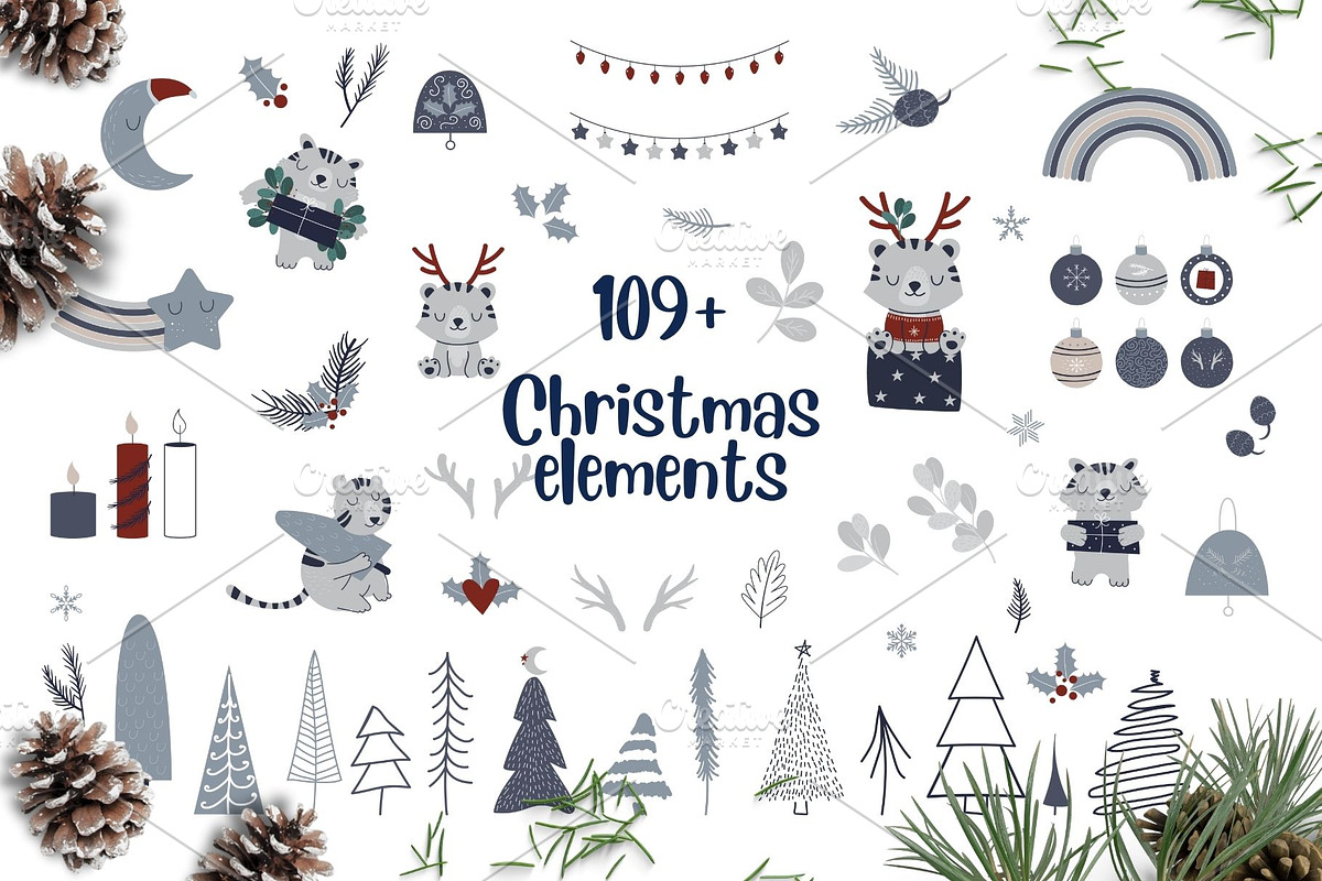 Tiger Christmas Collection, an Animal Illustration by Iryna Danyliuk (Photo 2 of 16)