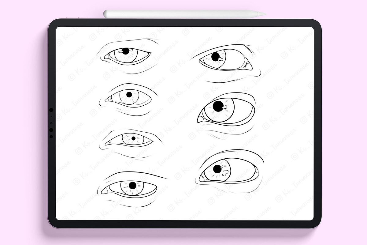Procreate male eyes brushes, a Brush Add-On by KsTumanova (Photo 3 of 3)