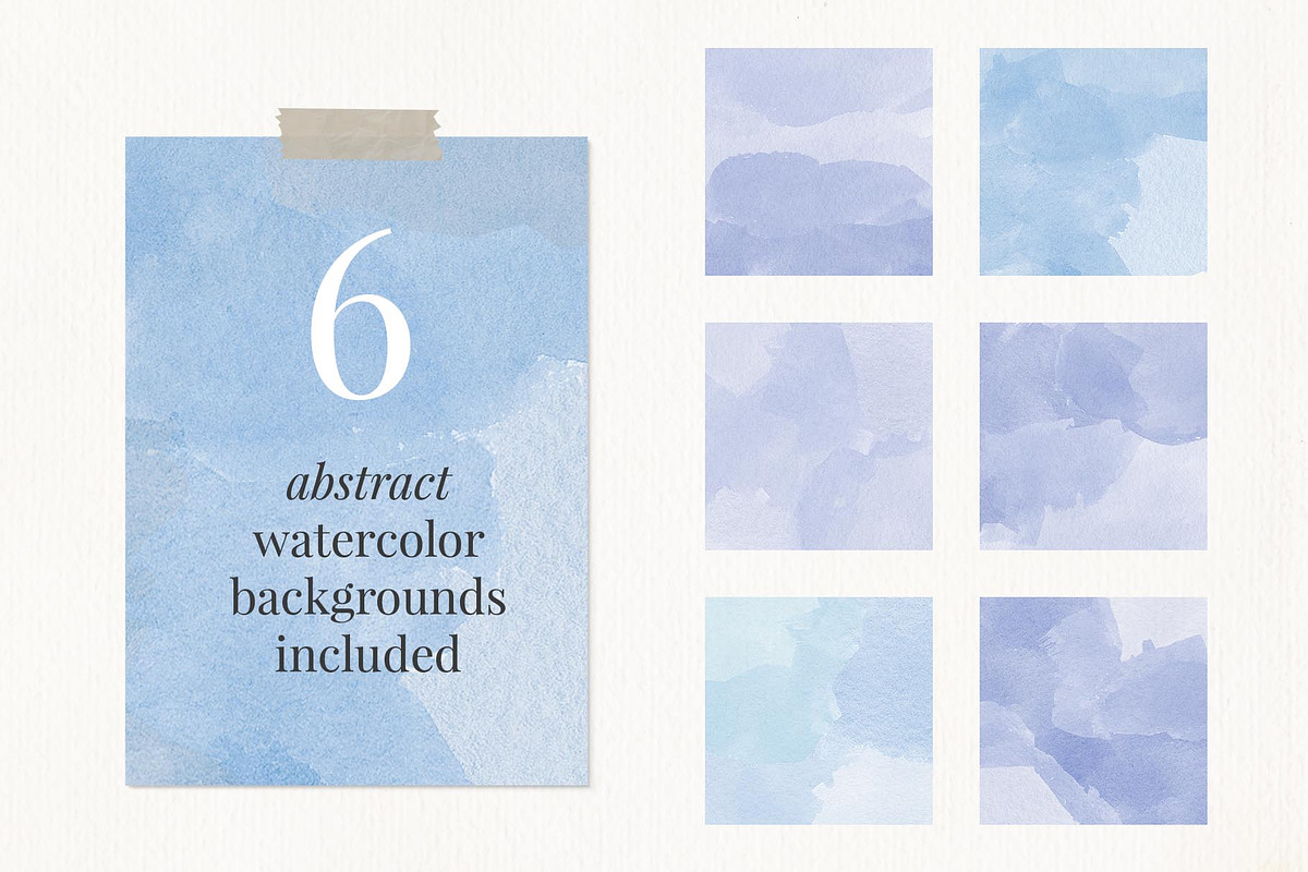 Denim Blue Abstract Watercolor Set, a Texture Graphic by Chelsea Bromley (Photo 3 of 4)