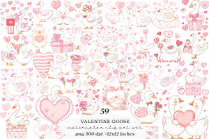 Valentine Goose Clipart, Ducks PNG, an Illustration by SinaCreation