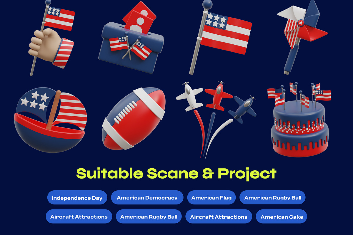 Independence Day of United State, a Furniture 3D Model by orenjidesign (Photo 7 of 8)