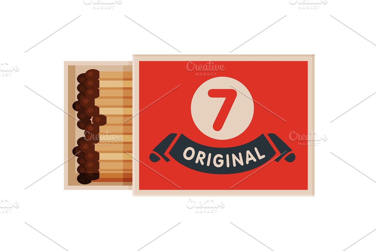 Red Opened Matchbox with Matches, an Object Illustration by TopVectors