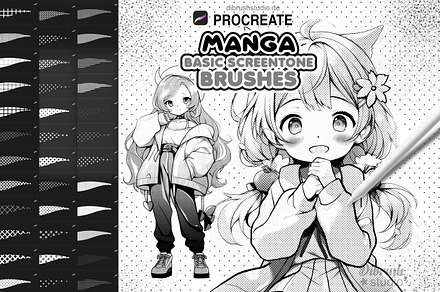 Procreate Manga Screentone Brushes, a Brush Add-On by DiBrush Studio