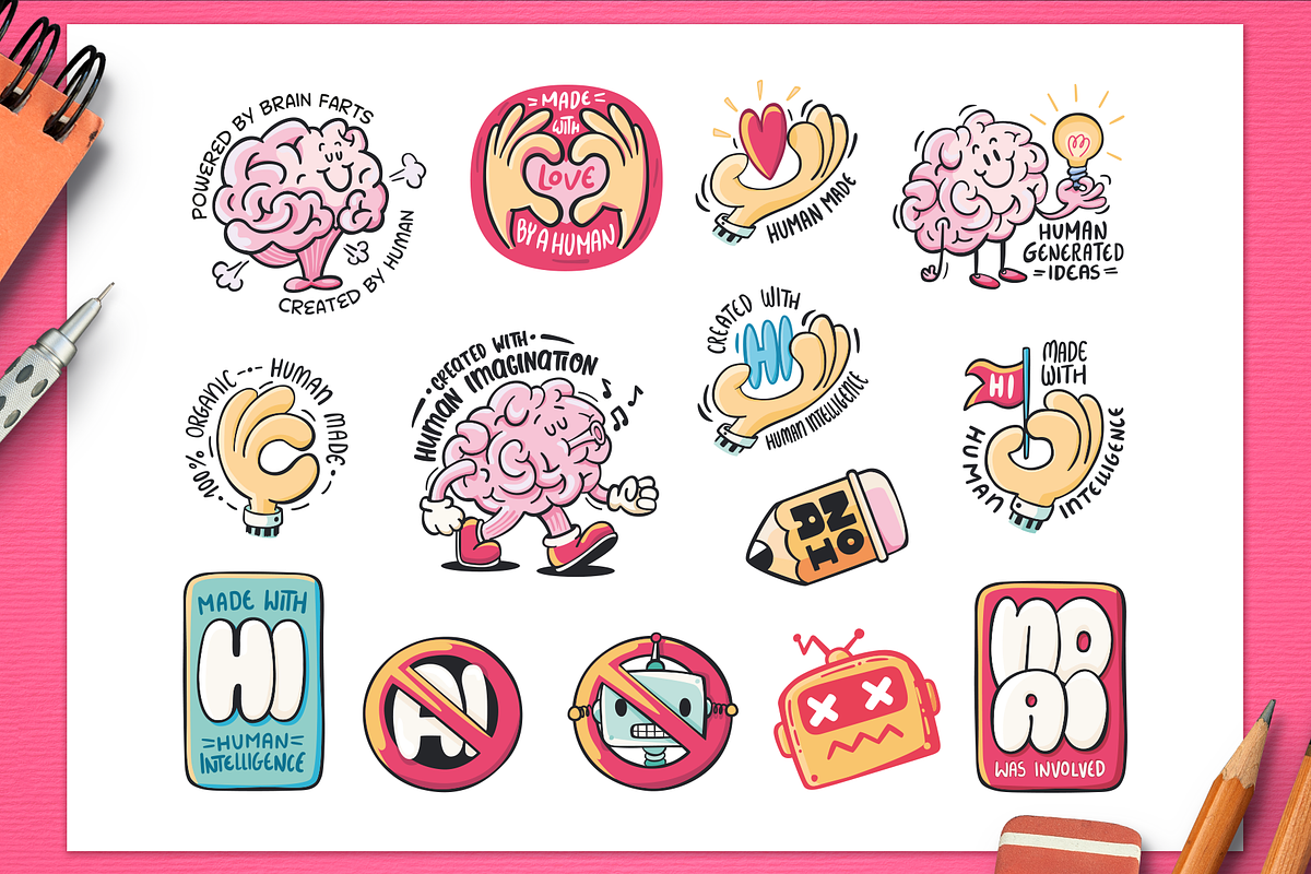 No-AI Human Made Badges & Stickers, an Object Graphic by Good Stuff No Nonsense (Photo 3 of 6)