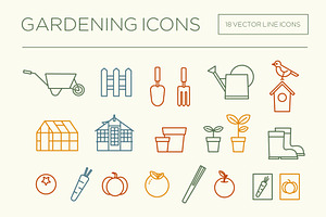 Gardening icons, an Outline Icon by the cabin supply co