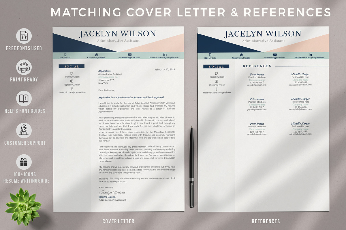 Creative Resume Example, CV Cover L., a Resume Template by HIRED Design Studio (Photo 3 of 19)