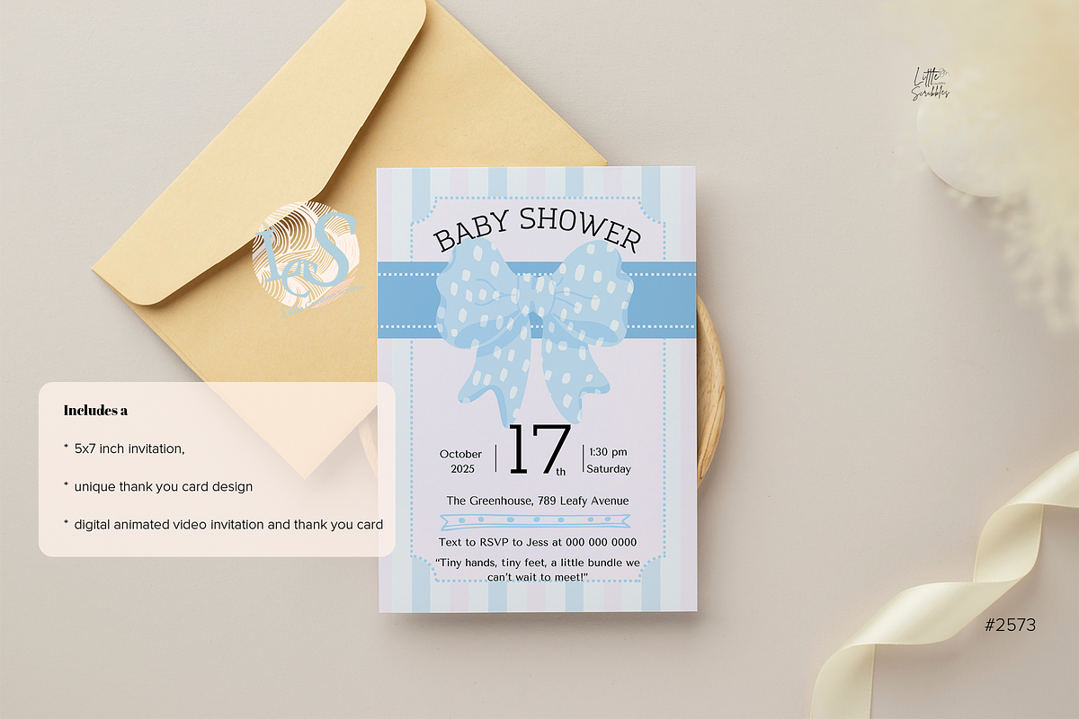 Gender Neutral Baby Shower Invites, an Invitation Template by Little Creative Scribbles (Photo 5 of 7)