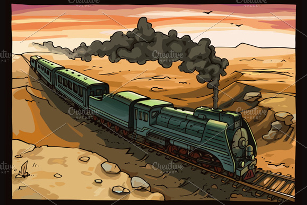 Steam Locomotive and Rabbit, a Transportation Illustration by LEKS illustrations (Photo 2 of 2)