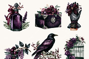 Dark Floral Watercolor Clipart, a Decorative Illustration by BusyDaydesign (Thumbnail 5 of 9)