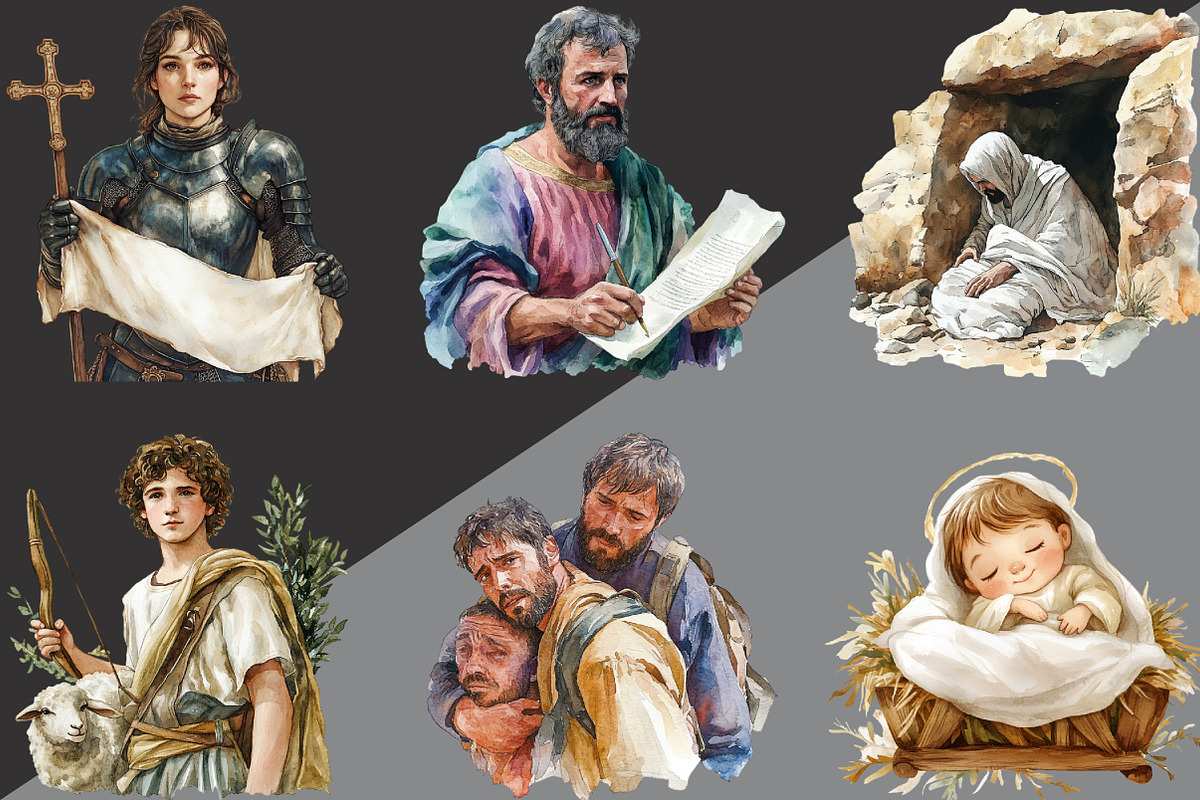 Cute Christian Figures Clipart, an Illustration by Black Bird Studio (Photo 5 of 6)