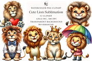Cute Lion Sublimation Clipart, an Illustration by OK Design (Thumbnail 1 of 5)