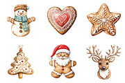 Watercolor Gingerbread Cookies PNG, an Illustration by SinaCreation (Thumbnail 2 of 7)