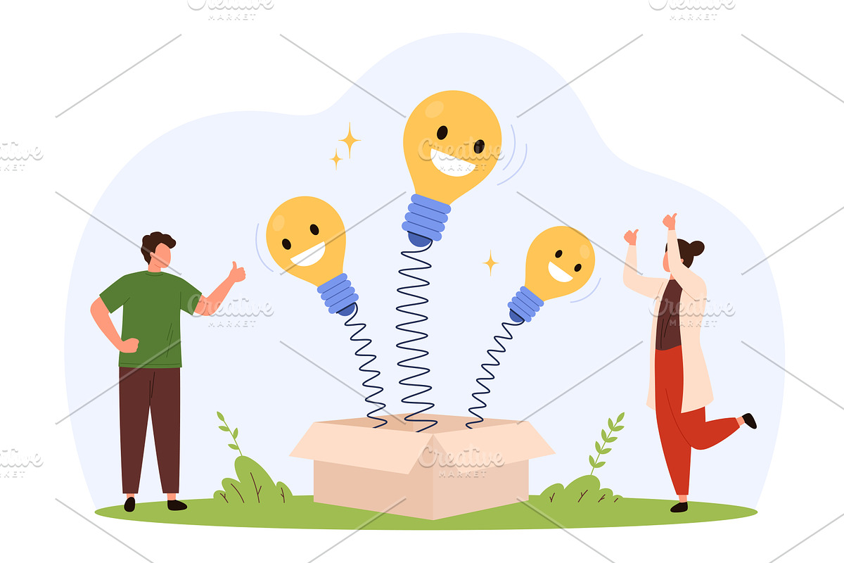 Creative Ideas Jumping Out of Box, an Illustration by Flashvector