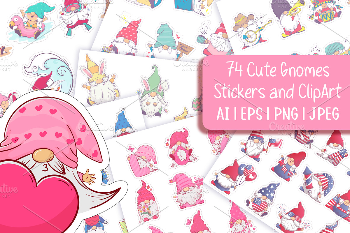 74 Gnomes Stickers and Clip art, a Person Illustration by Boo Guevara Shop (Photo 1 of 14)