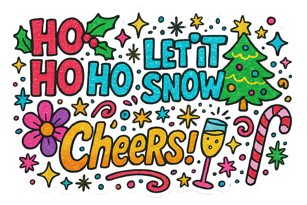 Christmas New Year maximalist design, an Illustration by Dvoevnore photos