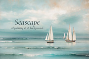 Seascape Oil Painting 'Sailboat', a Background Graphic by by creative paper (Thumbnail 3 of 16)