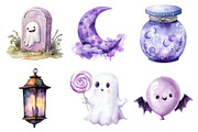 Watercolor Lavender Halloween Clipar, an Illustration by Daily.Designs (Thumbnail 4 of 5)