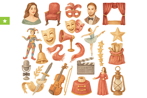 Vintage Opera Theater Icons