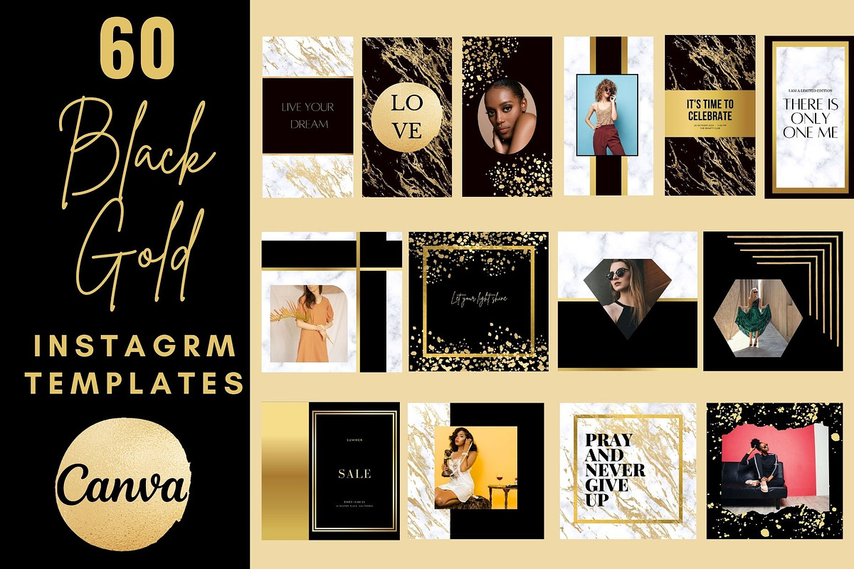Black Gold Instagram Templates, a Social Media Template by MORION (Photo 1 of 3)