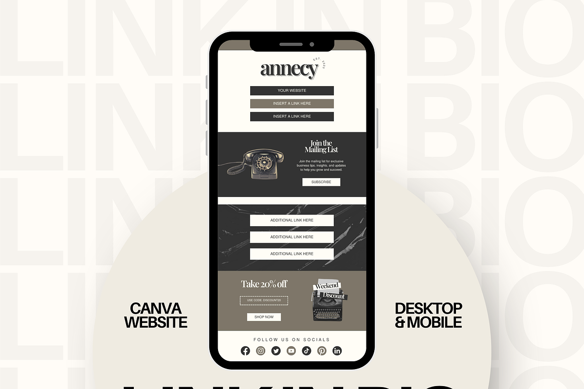 Canva Link in Bio Template, a Landing Page Template by Branding Babe Co. (Photo 1 of 5)