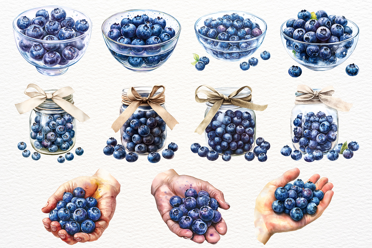 Watercolor Blueberry PNG Clipart, a Food Illustration by SugarCloudStudioArt (Photo 6 of 6)