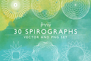 30 Spirographs Vol 1 – Vector & PNGs, a Decorative Illustration by Fizzy Images (Thumbnail 1 of 3)