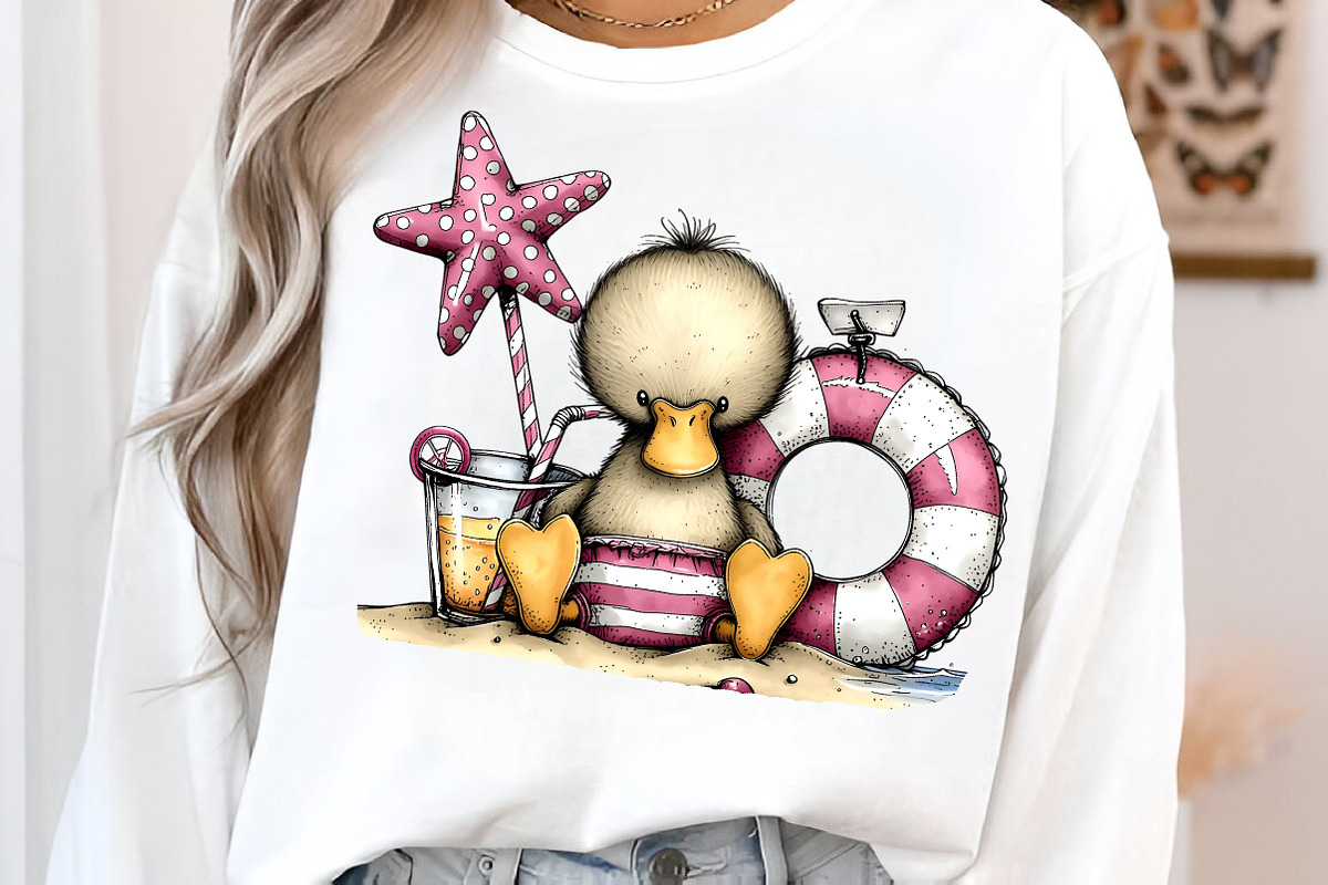 Whimsical beach duck clipart, an Illustration by SinaCreation (Photo 7 of 8)