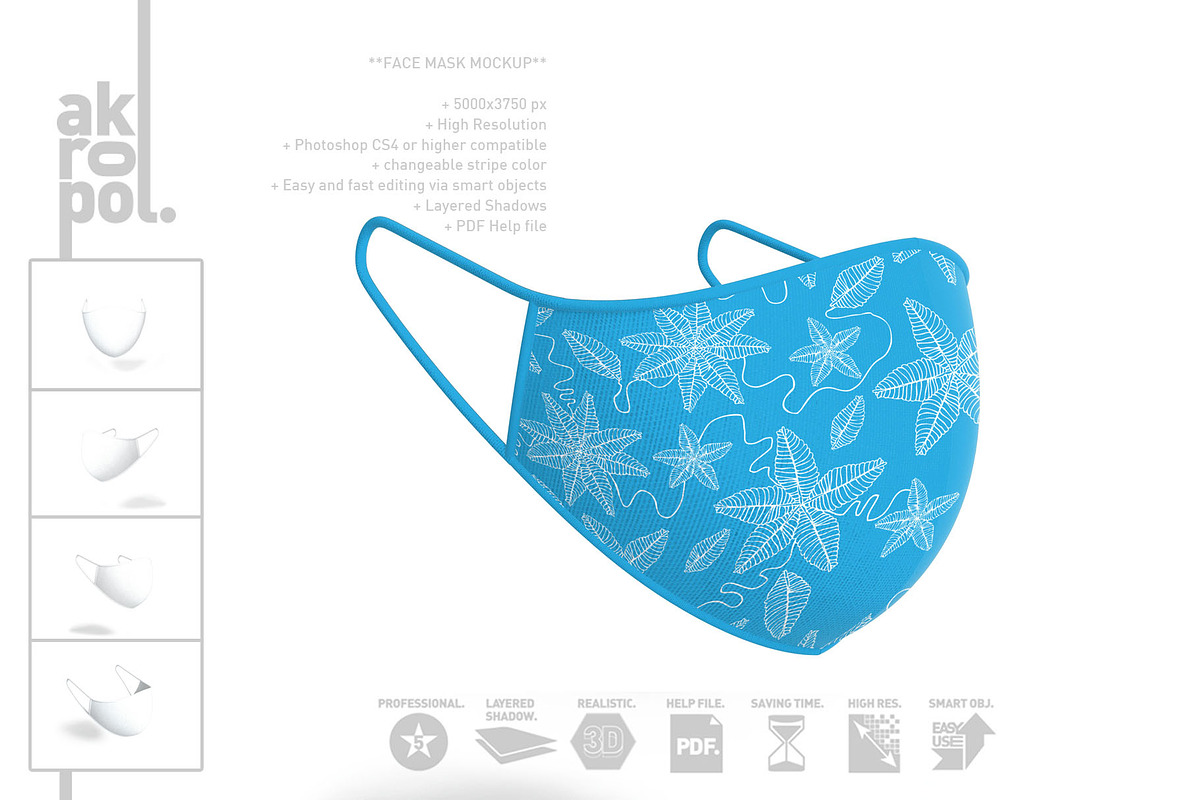 Face Mask Mockup -02, a Mask Mockup by akropol (Photo 1 of 4)