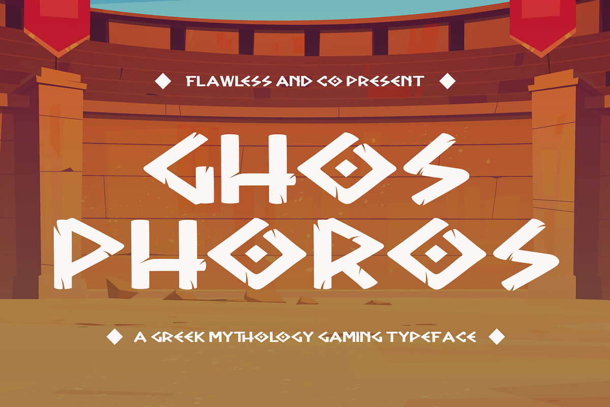 Ghosphoros - Game Font, a Font by Flawless And Co (Photo 1 of 10)