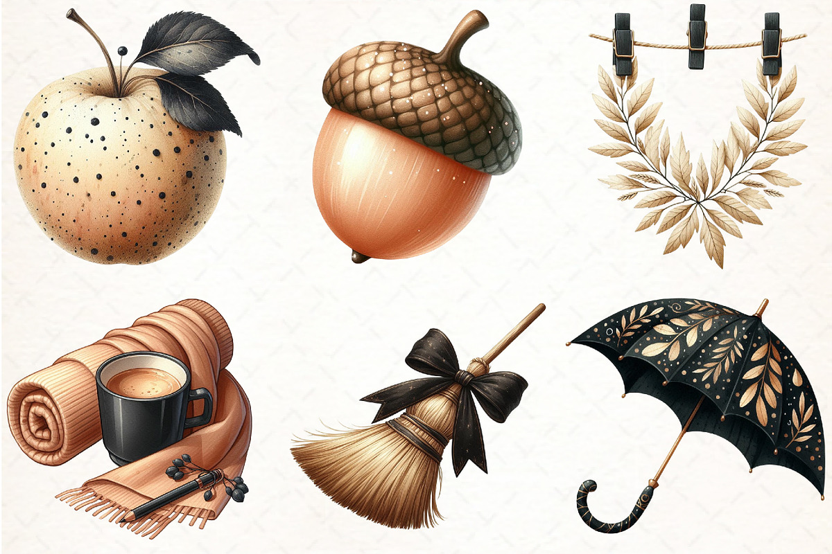 Beige & Black Autumn Clipart, an Illustration by Pixels.Craft (Photo 3 of 7)
