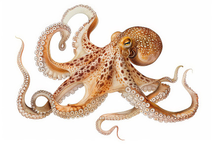 Hand drawn watercolor octopus, squid, an Animal Photo by Pixeness