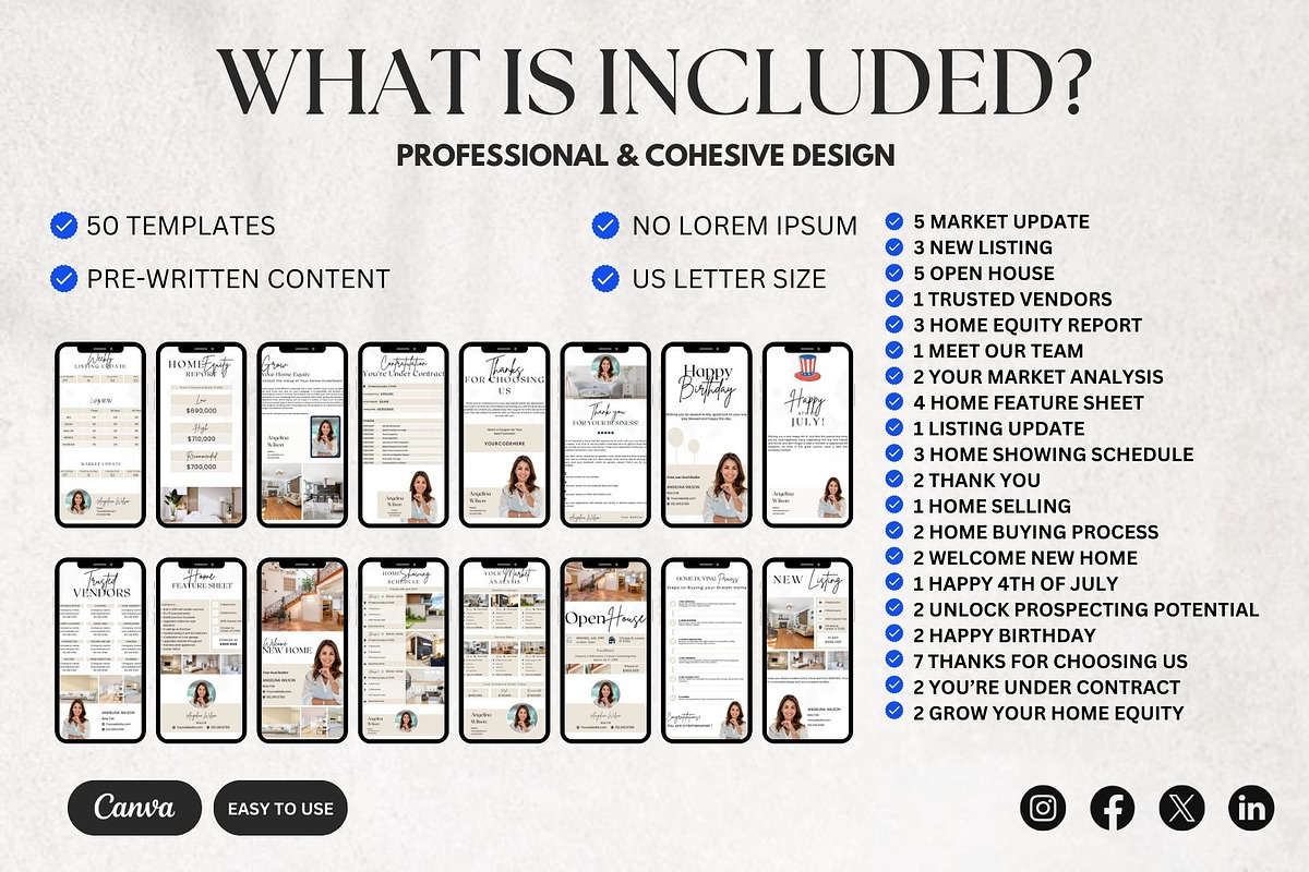 50 Real Estate Textable Cards Canva, a Marketing Template by Studioxhq (Photo 2 of 6)