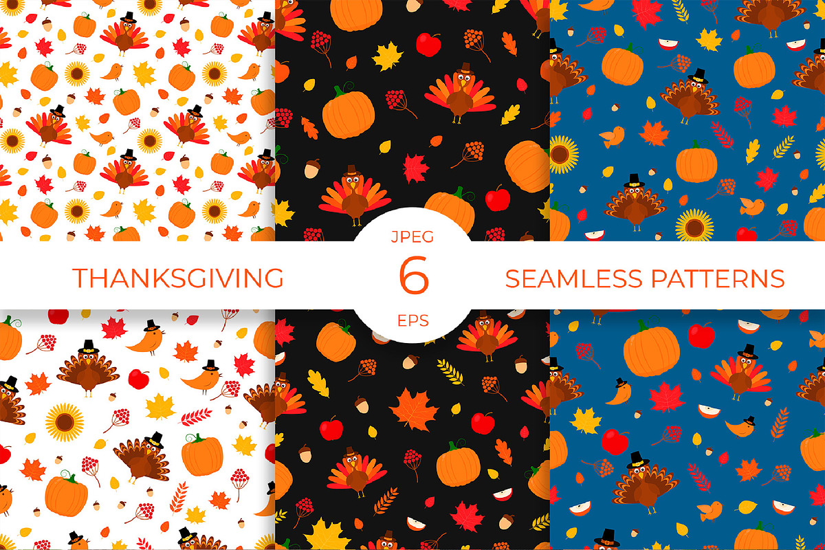 Cute Thanksgiving Seamless Patterns, a Pattern Graphic by LaBelezokaDesign (Photo 1 of 6)