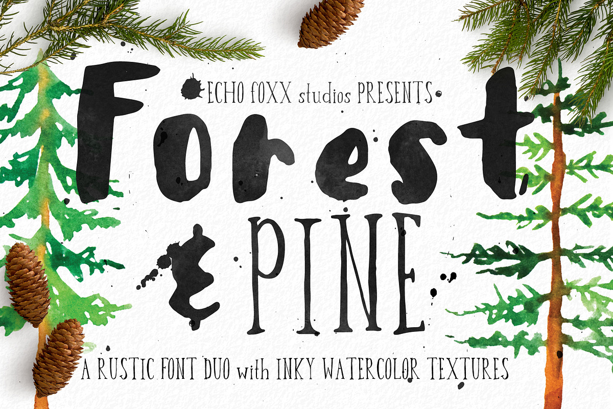 Forest & Pine Textured Font Bundle, a Script Font by ECHOFOXX (Photo 1 of 6)
