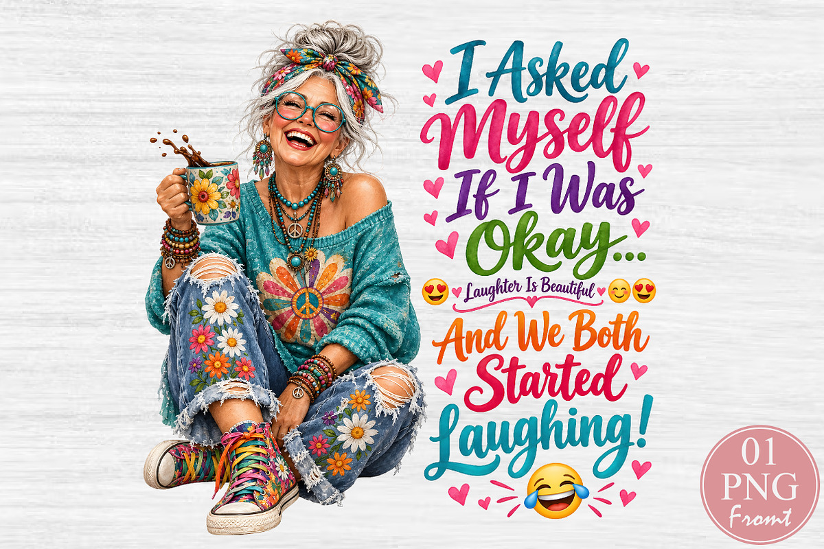 Funny Inspirational Boho Woman PNG, a Person Illustration by Rose Art (Photo 1 of 4)