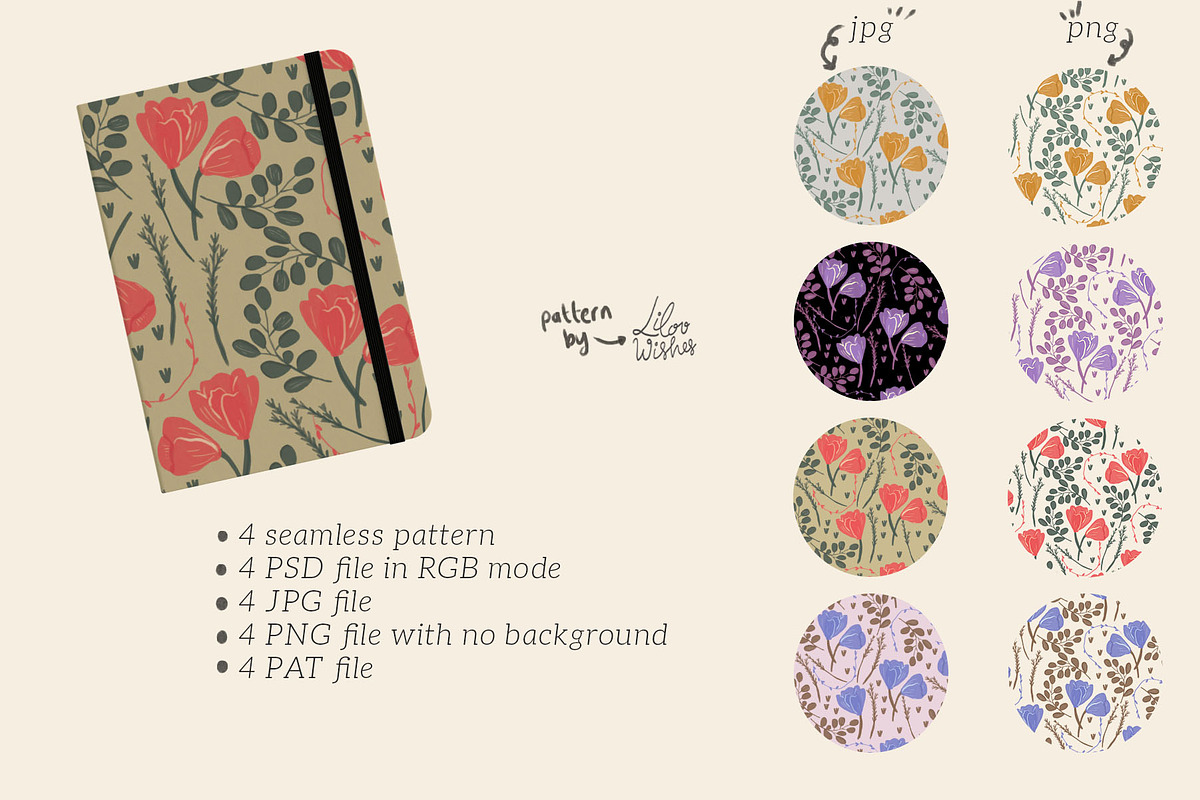 Daisy flowers seamless patterns, a Pattern Graphic by lilovwishes (Photo 2 of 3)