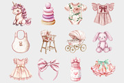 Watercolor Baby Girl Clipart, a Seasonal Illustration by Design Market (Thumbnail 3 of 5)