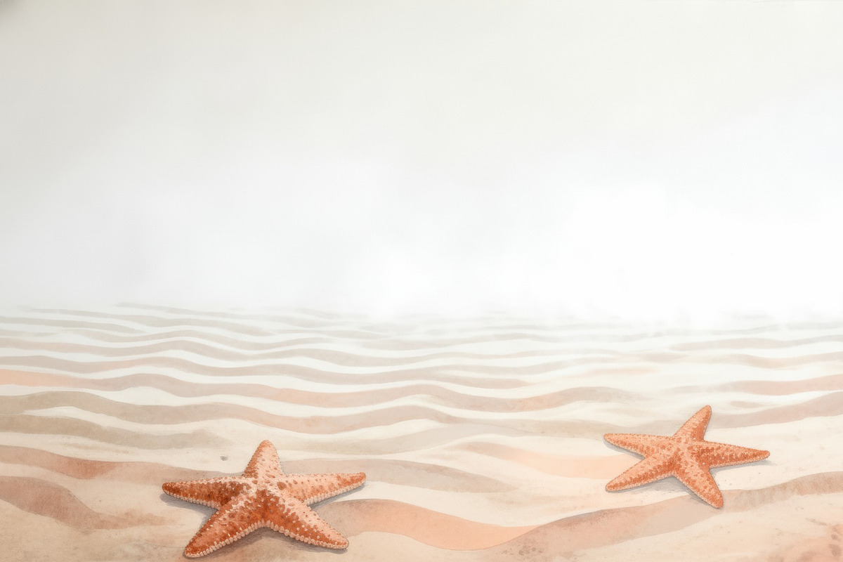 Beach Sand and Starfish Wallpaper, a Decorative Illustration by Virgo Studio