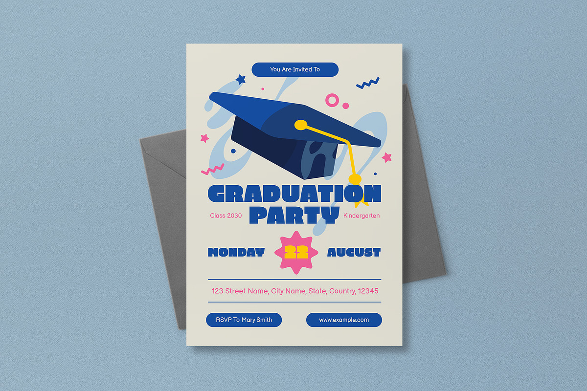 Cream Handmade Graduation Invitation, a Card Template by graphicook (Photo 2 of 2)