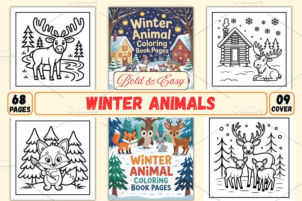 Winter Animal Coloring Book Pages, an Animal Illustration by Ink Gallery (Photo 1 of 3)