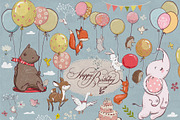 animals flying with balloons, an Animal Illustration by Eve Farb (Thumbnail 2 of 2)