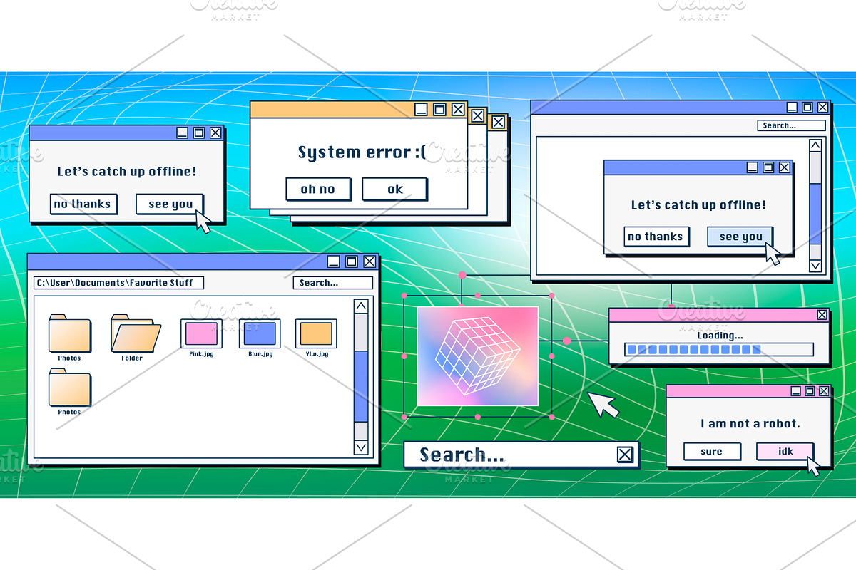 Retro system error message and old, a Technology Illustration by art PVP - market
