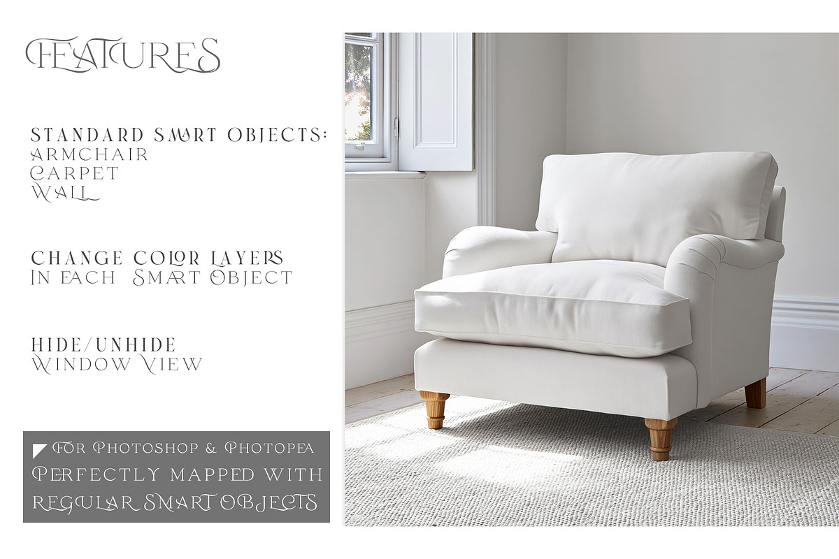 Armchair Upholstery Mockup, a Household Mockup by mock-ups (Photo 2 of 11)